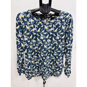 Sundance Womens Novelty Dog Print Pug Lab Dachshund Cotton Long Sleeve Shirt M